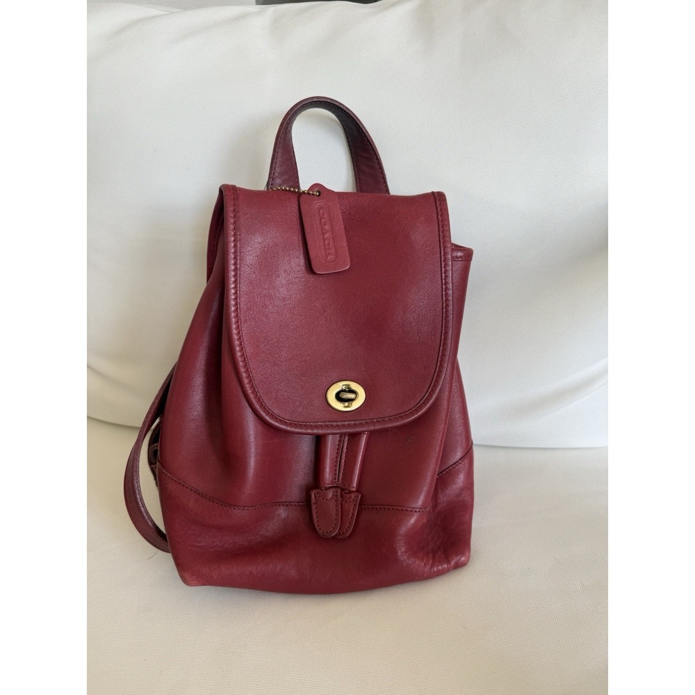 Coach vintage daypack 9960 red Flap drawstring leather bag Tag VTG‎ Y2K 90s
